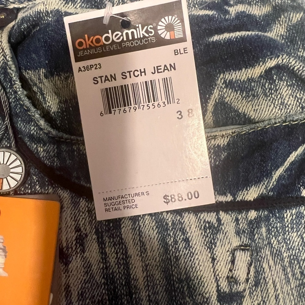 NWT Y2K Men's 38x34 Akademik's White Cloud Warriors Jeans🔥🔥 (D4) - Picture 4 of 13